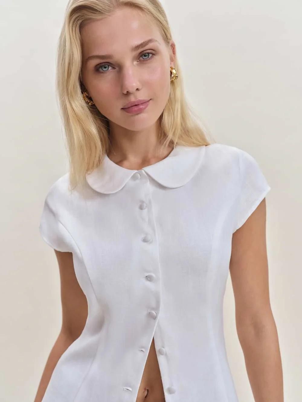 Reformation Molly Linen Shirt - white - Picture 2 of 7